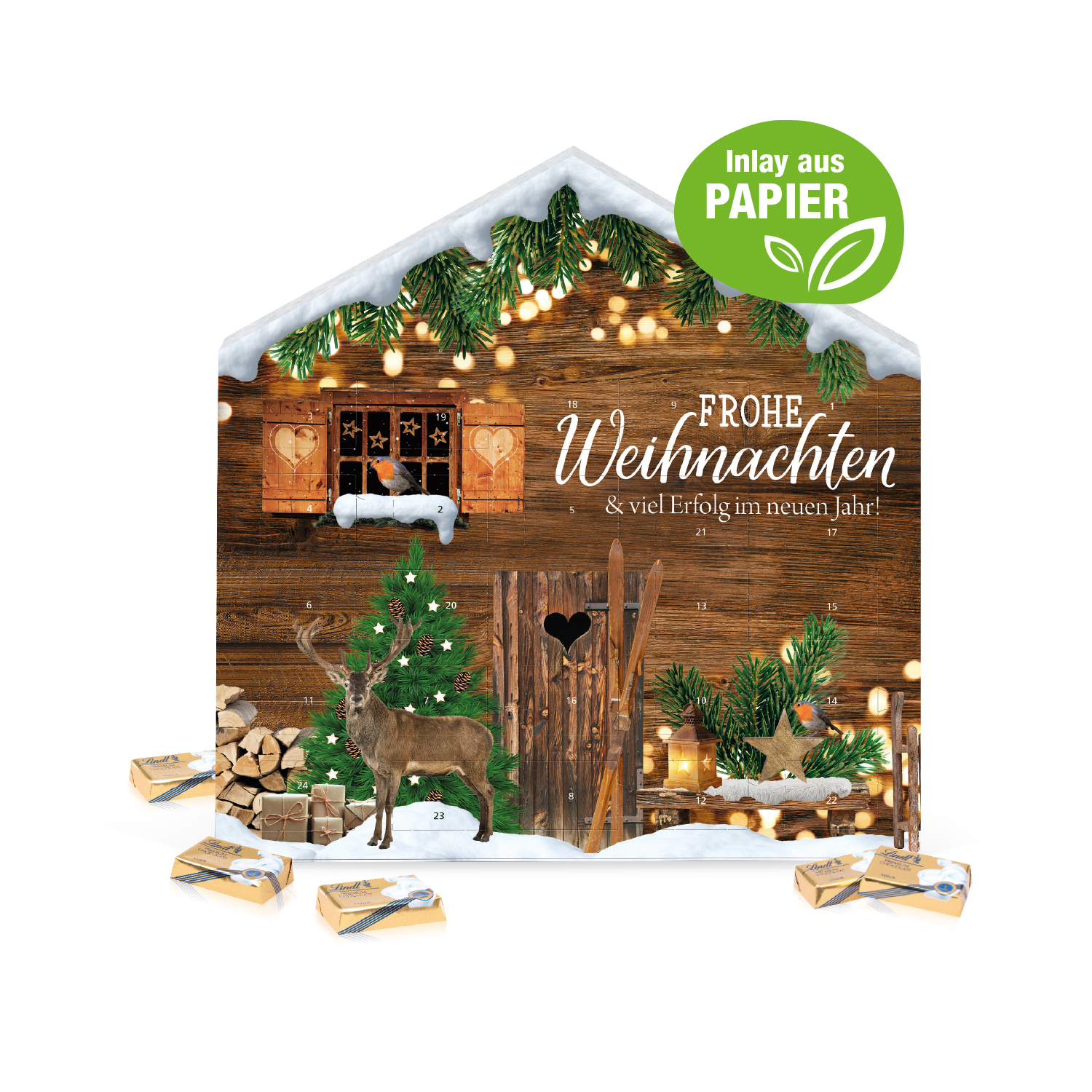 Adventskalender Weihnachtshaus "Exklusiv" mit Lindt Schokolade