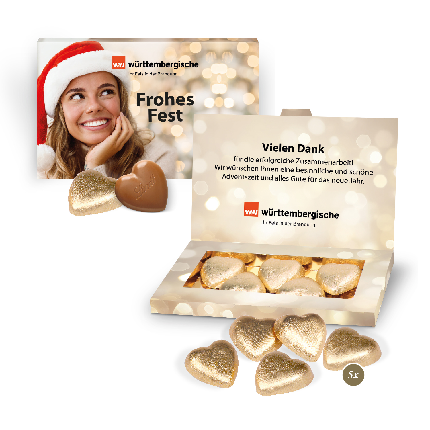 Präsentbox "Business" mit Lindt Schokoherzen