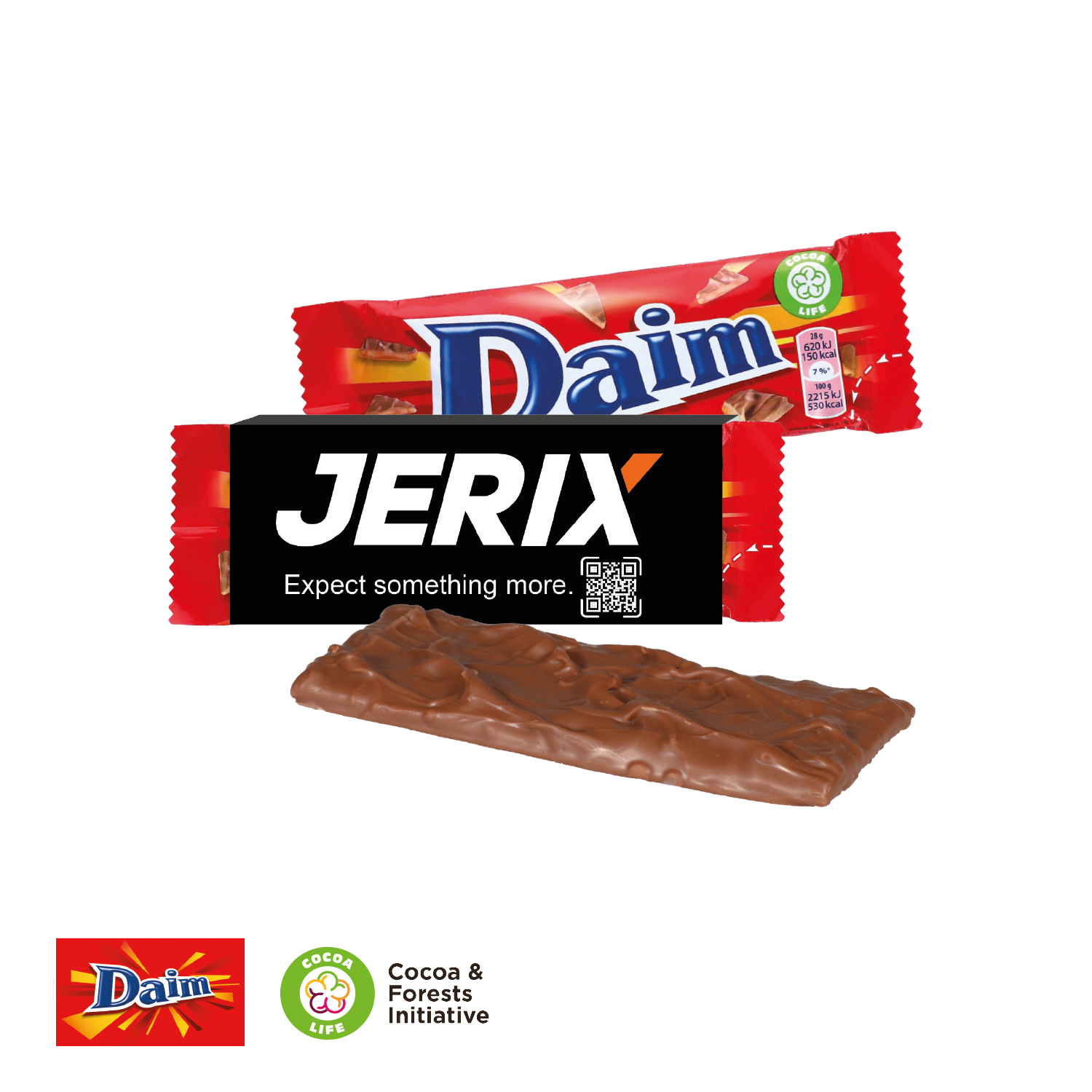 Daim Riegel mit Werbebanderole