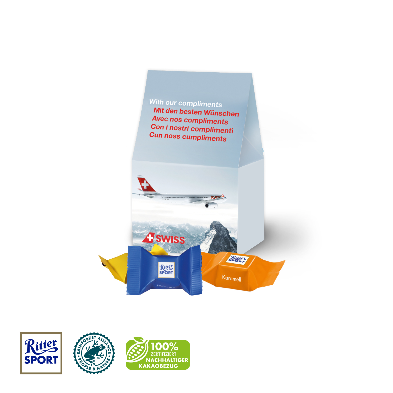 Werbepräsent "Selection Mini" mit Ritter SPORT Schokowürfel