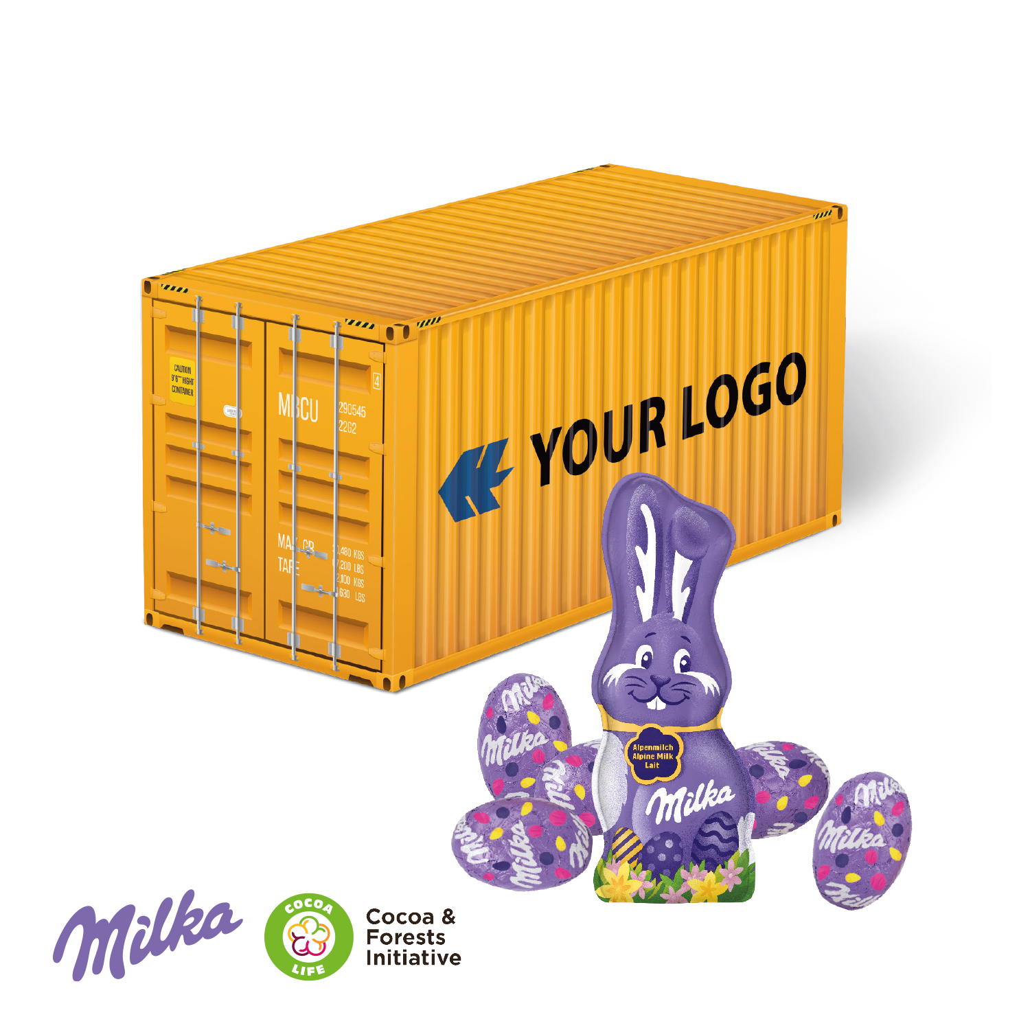 3D Präsent "Container" Ostern mit Milka Schokoladenmischung