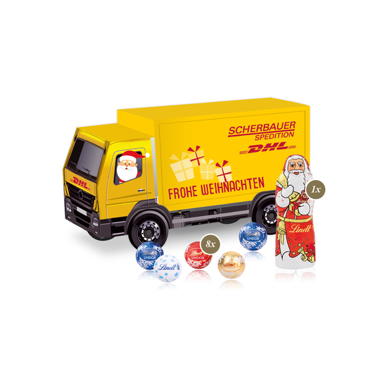 3D Präsent "LKW" mit Lindt Minis und Nikolaus
