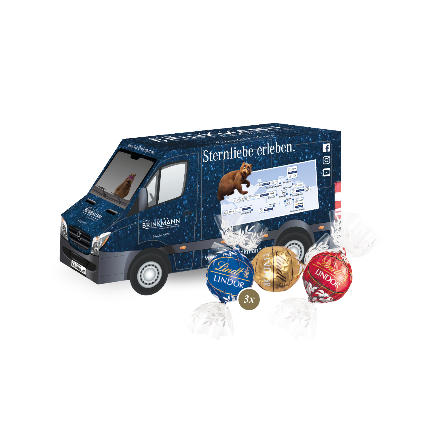 3D Präsent "Transporter" mit Lindor Pralinés