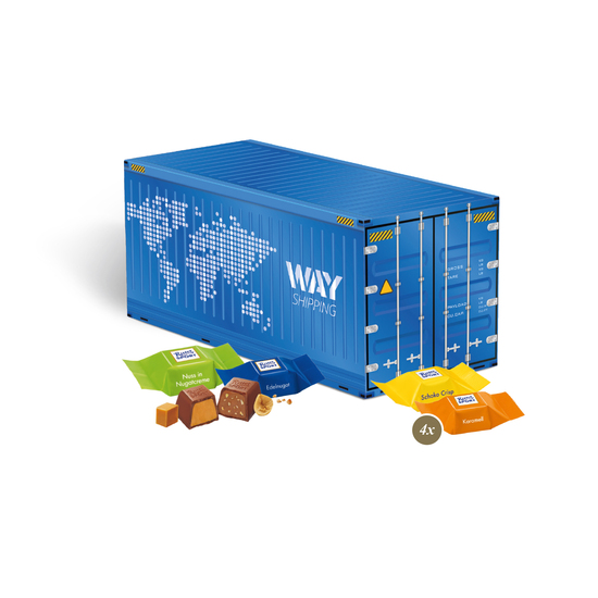 3D Präsent "Container" mit Ritter SPORT Schokowürfel