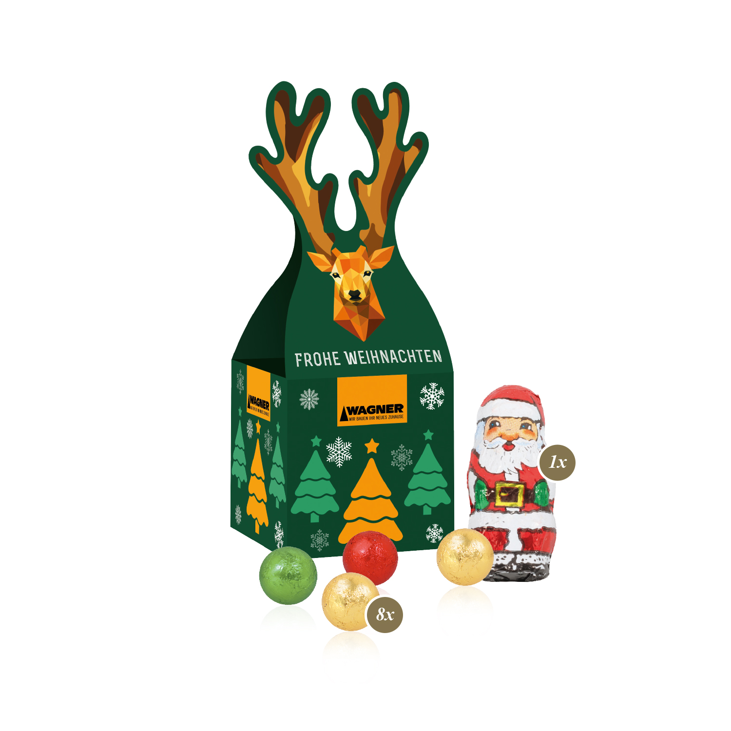 3D Präsent "Rentier" mit Fairtrade® Schokolade