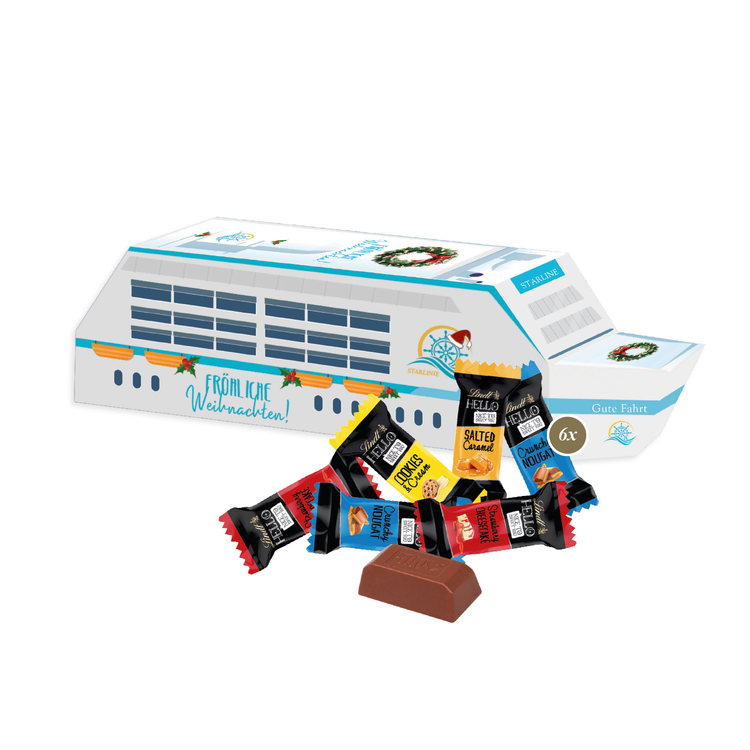 3D Präsent "Schiff" mit Lindt HELLO