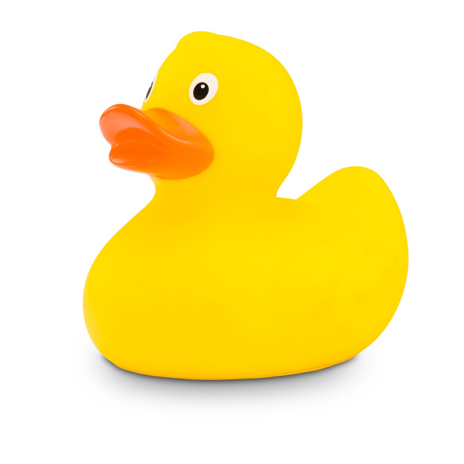 gelbe Badeente Mini-Emma in Kleinformat mit orangenem Schnabel, Größe: ca. 6 cm. Inklusive Quietschventil