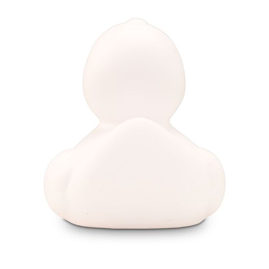 weiße Badeente Snow im Mini-Format mit rotem Schnabel, Größe: ca. 6 cm. Inklusive Quietschventil