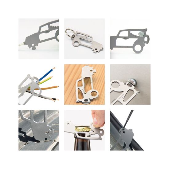 Key Tool in einem „Super Dad”-Mäppchen inkl. Funktionsbeschreibung. „An die Werkzeuge, fertig, los“!