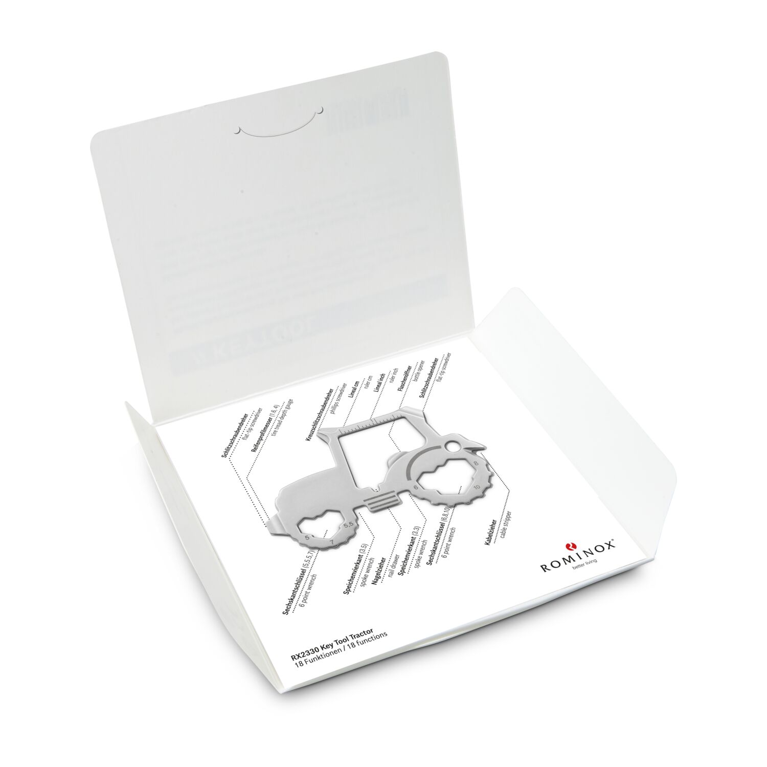 Key Tool in einem „Super Dad”-Mäppchen inkl. Funktionsbeschreibung. „An die Werkzeuge, fertig, los“!