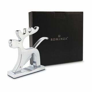 Knackige Idee: Hochwertiger Rentier-Nussknacker mit Feder im Hebel (Metall - massiv)