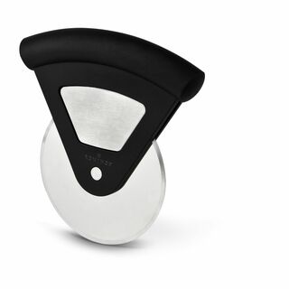 Handlicher Pizzaschneider in kompaktem Format, gummierter Griff in ergonomischem Design (Edelstahl, Kunststoff)