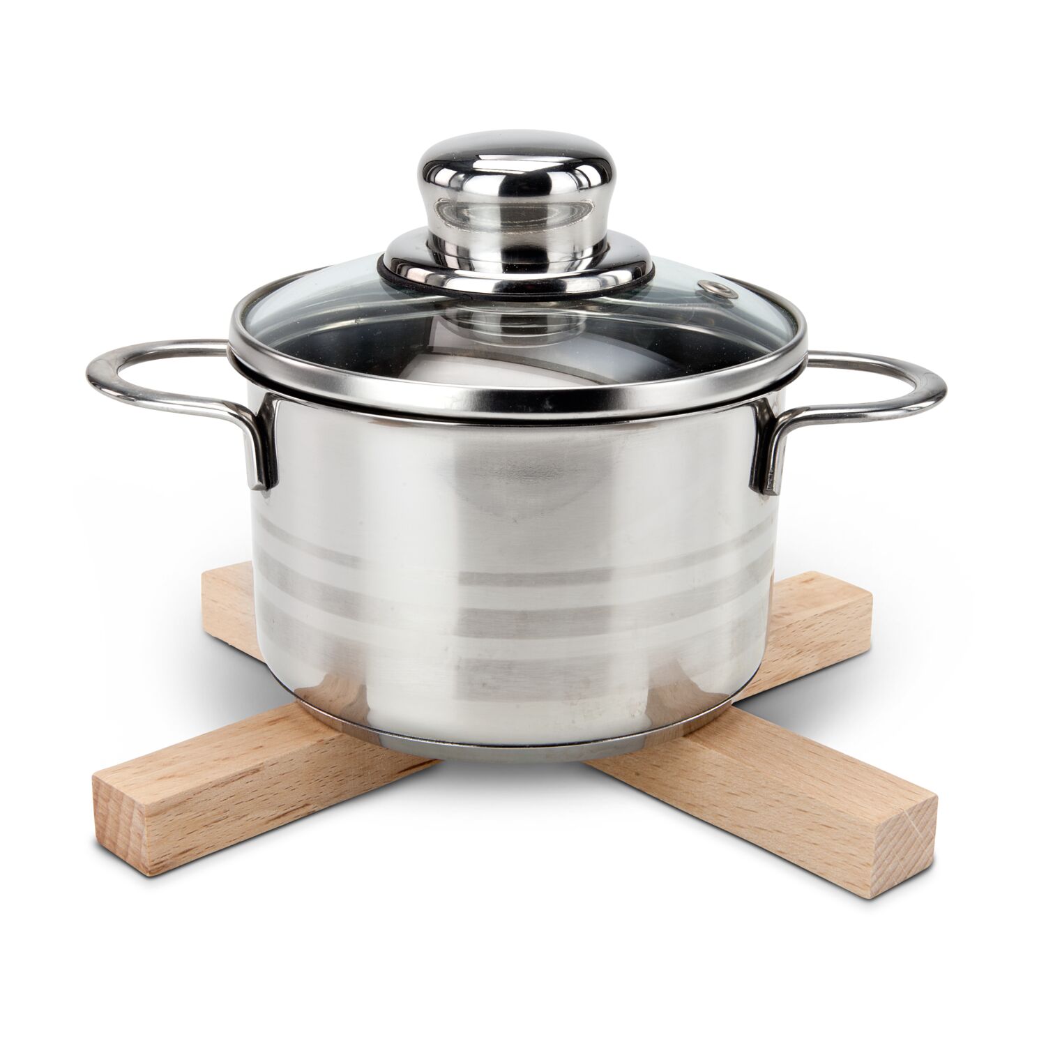 Platzsparend, praktisch und stabil, pfiffiger Topf- und Pfannenuntersetzer aus Buchenholz, modernes Design (Holz)