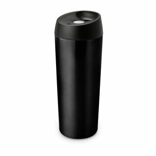 Thermobecher - leicht, stabil, dicht, isolierende Doppelwand, auf Knopfdruck trinkbereit, 350 ml (Edelstahl - matt lackiert, Kunststoff)