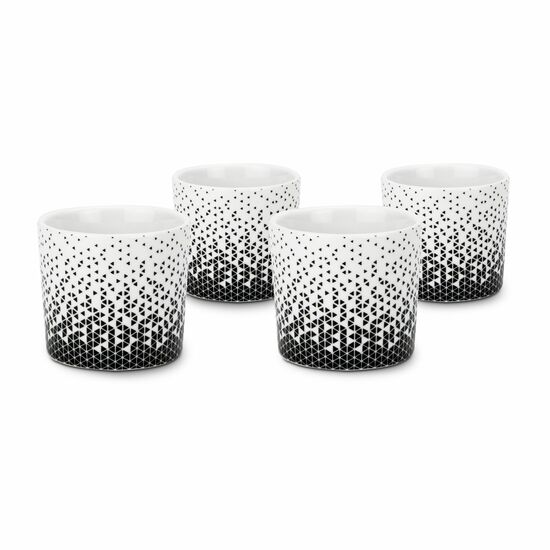 4 moderne Keramik Snack- und Dipbecher mit schwarz-weißem Dekor, passend für festliche Anlässe oder gemütliche Abende zu Hause (Keramik)