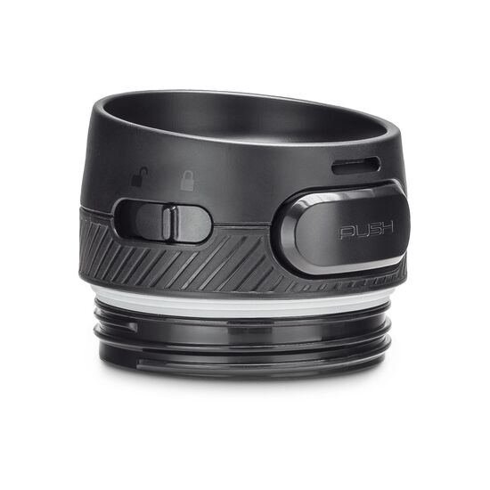 Moderner Thermobecher mit Einhand-Druckknopfverschluss und entnehmbarem Innenteil, 600 ml (Edelstahl - pulverbeschichtet, Kunststoff, Gummi)