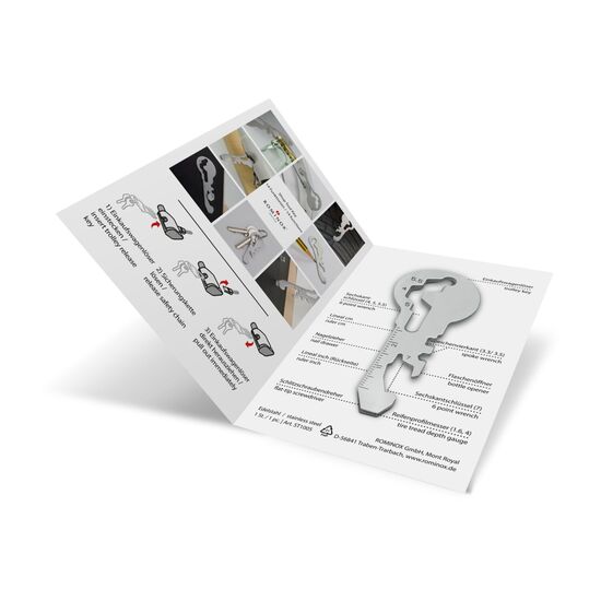 Multifunktionaler Einkaufswagenlöser für den Schlüsselbund mit 14 Funktionen: Edelstahl Multitool inkl. Funktionsbeschreibung