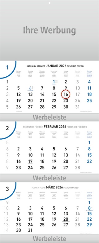 Dreimonatsplaner Future-trio-plus blau