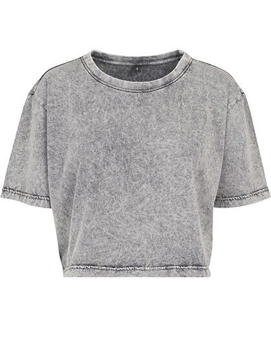 Ladies` Acid Washed Cropped Tee