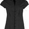 Tailored Fit Poplin Contintental Blouse Mandarin Collar Cap Sleeve