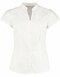 Tailored Fit Poplin Contintental Blouse Mandarin Collar Cap Sleeve