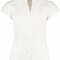 Tailored Fit Poplin Contintental Blouse Mandarin Collar Cap Sleeve