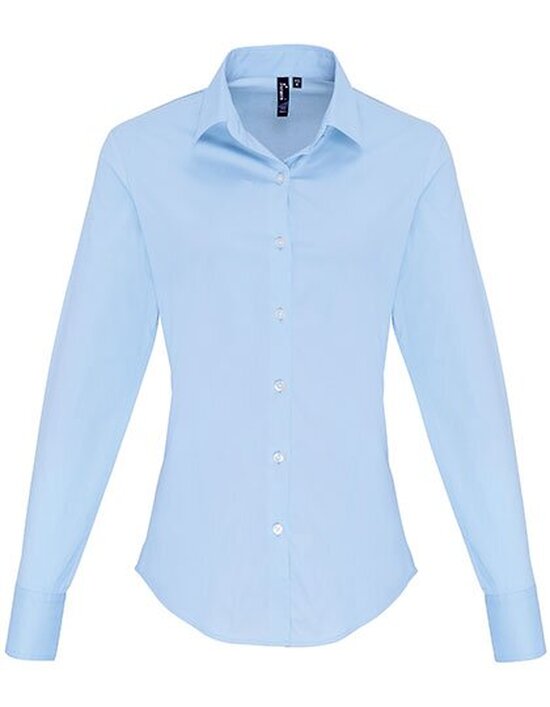 Ladies Stretch Fit Poplin Long Sleeve Cotton Shirt