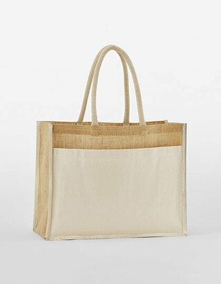 WM480 Westford Mill Cotton Pocket Natural Starched Jute Shopper