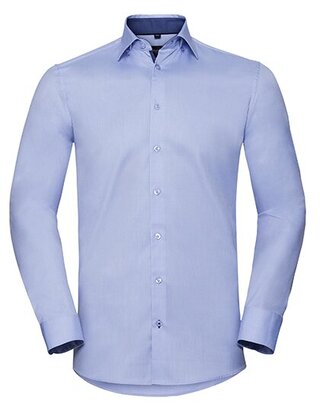 Men`s Long Sleeve Tailored Contrast Herringbone Shirt
